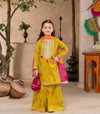 OC 217 Heavy Chinon Silk With Embroidery Sequence Work Girls Wear Kids Top Sharara With Dupatta Wholesalers In Delhi